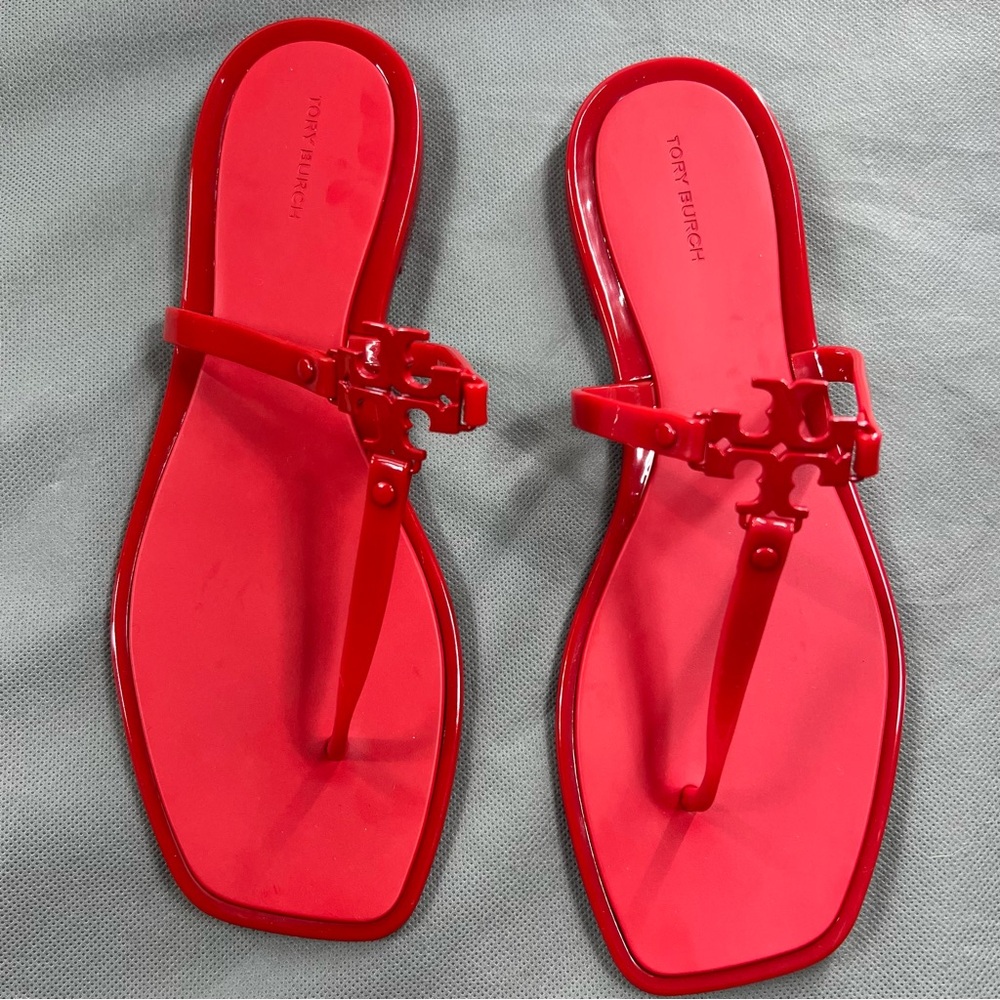 NIB Tory Burch 137704 Miller Calf Leather Sandsls Sz 7.5 Tory Red
